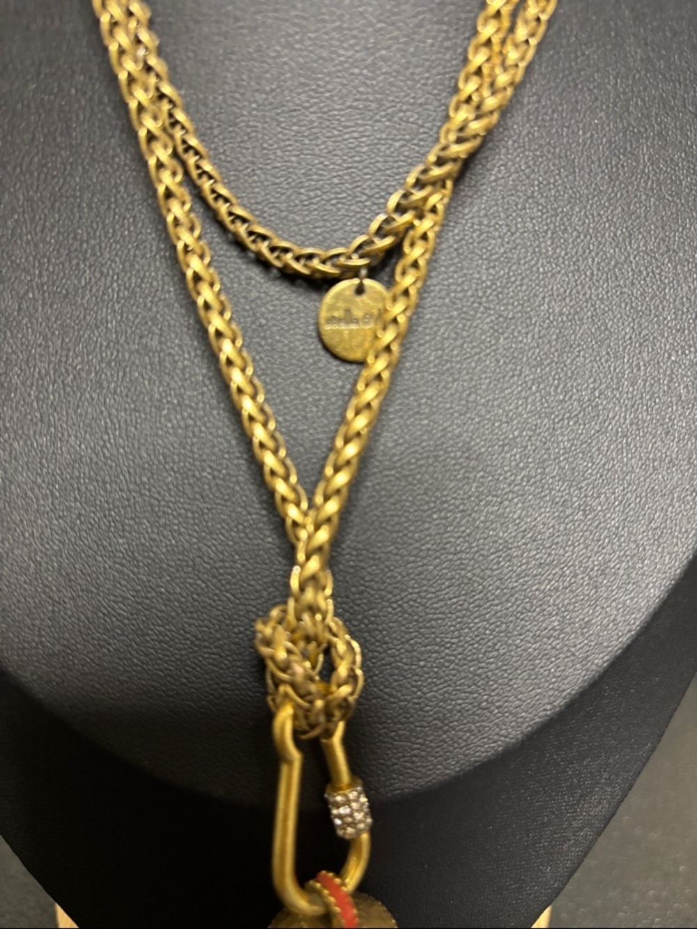 Stella & Dot Retired Natasha Glass Beaded Tassel Long Chain Gold Tone Necklace - Picture 3 of 6